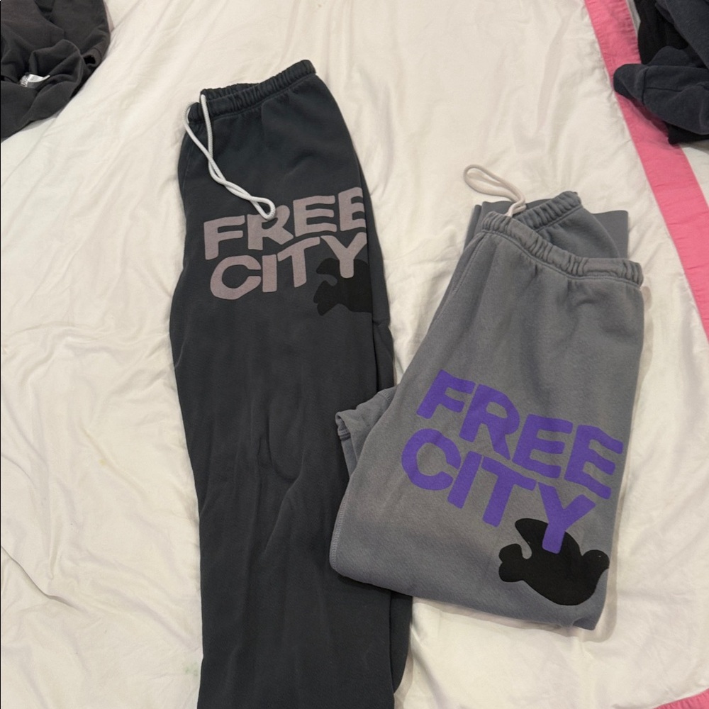 Freecity Gray and Purple Track Pants